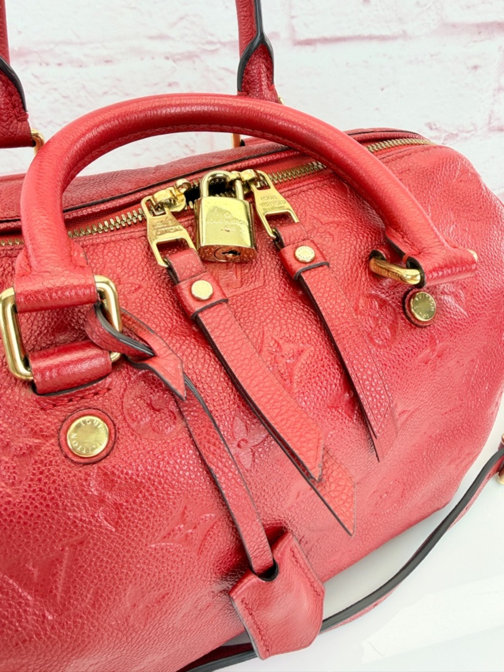 Authentic Louis Vuitton Red Empreinte Speedy 25 Handbag Shoulder Bag - Picture 3 of 15